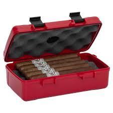 10 Cigar Travel Humidor, Red XIKAR Label