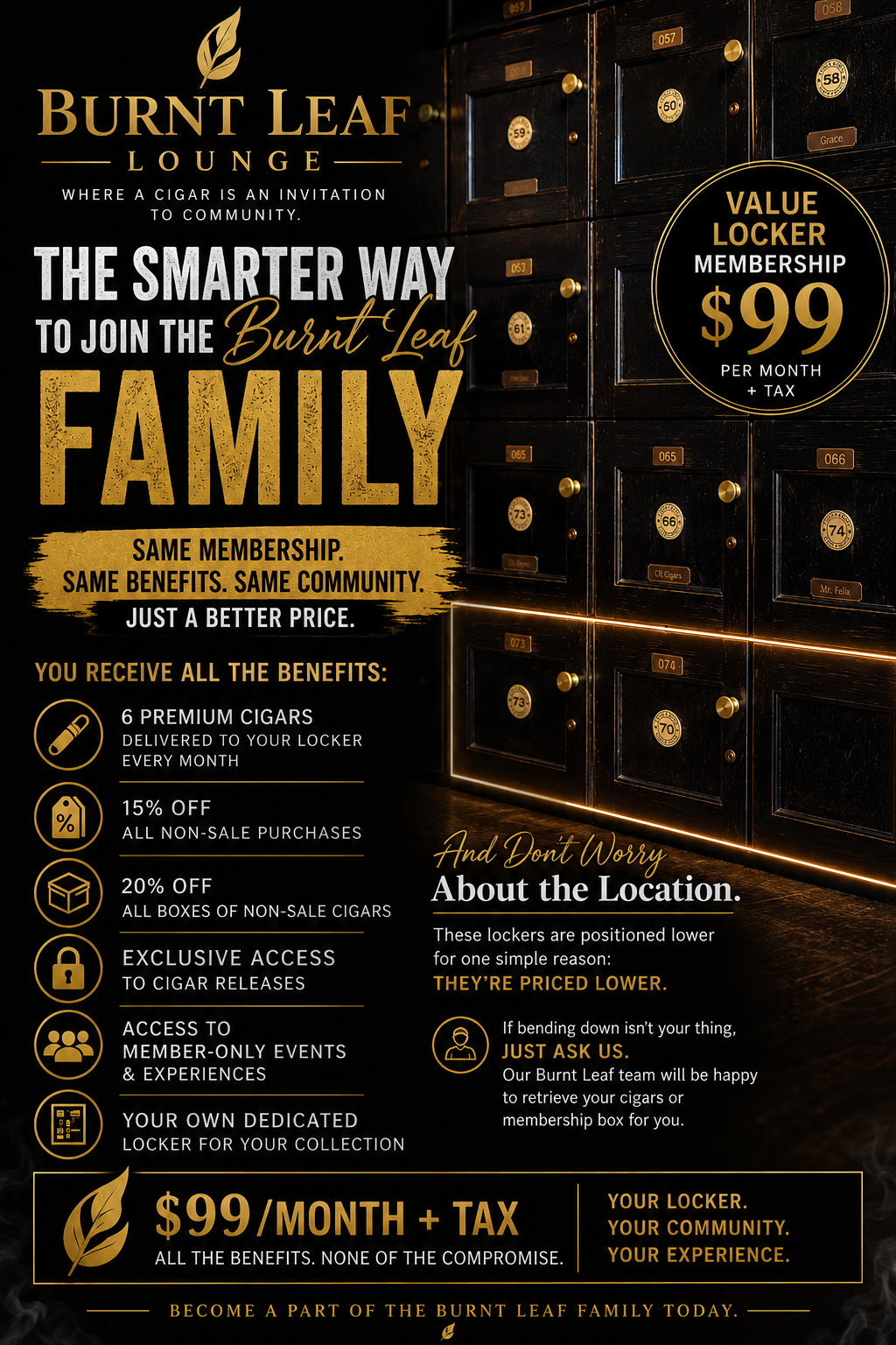 Value Locker Membership — Only $99/Month + Tax